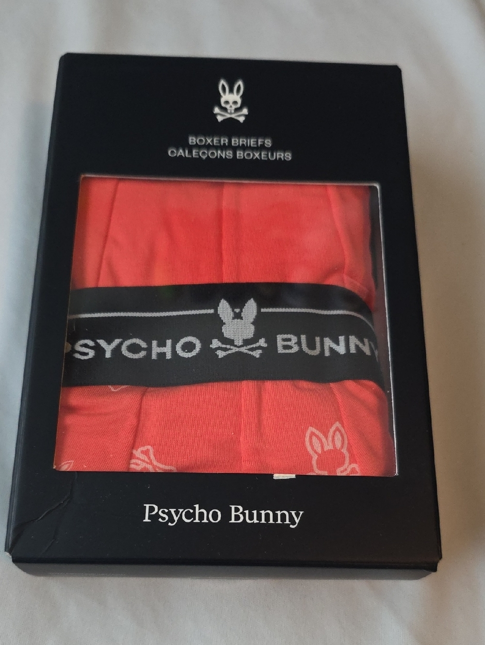 Psycho Bunny Coral-Red Boxer Briefs with Black Waistband NIB